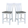 International Concepts Ava Solid Wood Counter Height Bar Stool - 24" Seat Height - White/Heather Gray S05-132